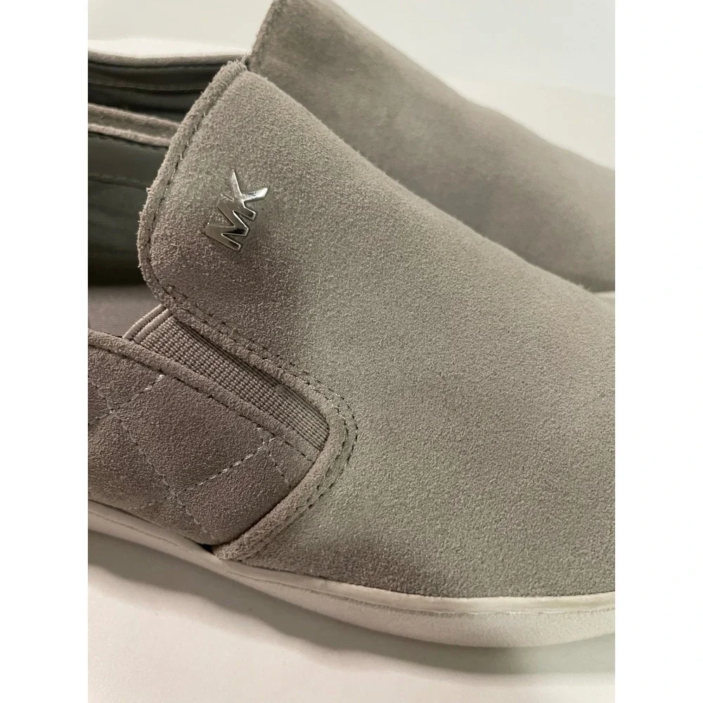 Michael Kors Keaton Suede Slip On Sneakers Womens 10M Grey Quilted Logo Platform